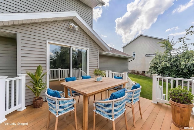 5320 Appleton Dr, Davenport, IA 52804 - wooden deck with outdoor dining area