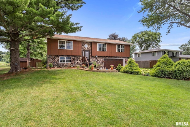 25622 1st Ave N, Hillsdale, IL 61257 - split foyer home featuring a garage and stone siding