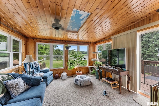 25622 1st Ave N, Hillsdale, IL 61257 - sunroom / solarium with carpet floors, wooden walls, and wood ceiling