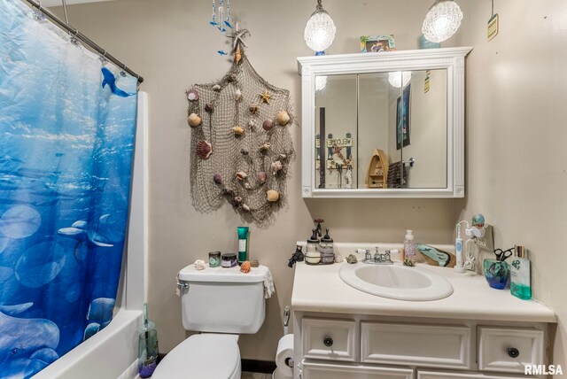 25622 1st Ave N, Hillsdale, IL 61257 - full bathroom featuring vanity and shower / bath combo with shower curtain