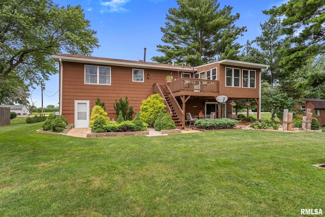25622 1st Ave N, Hillsdale, IL 61257 - rear view of property with a deck, stairway, and a lawn