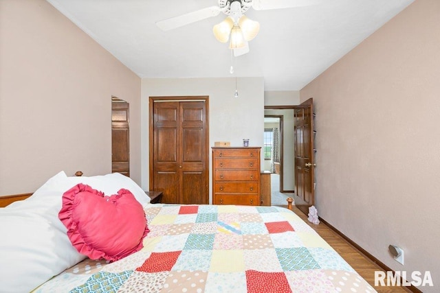 14325 139th Avenue Ct W, Taylor Ridge, IL 61284 - bedroom with wood finished floors and ceiling fan