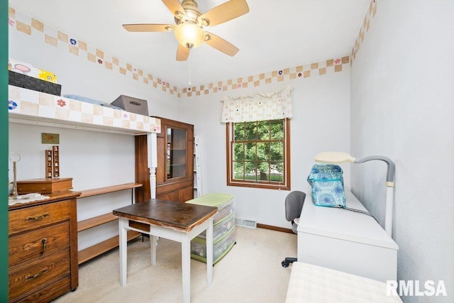 14325 139th Avenue Ct W, Taylor Ridge, IL 61284 - office area featuring a ceiling fan and light carpet
