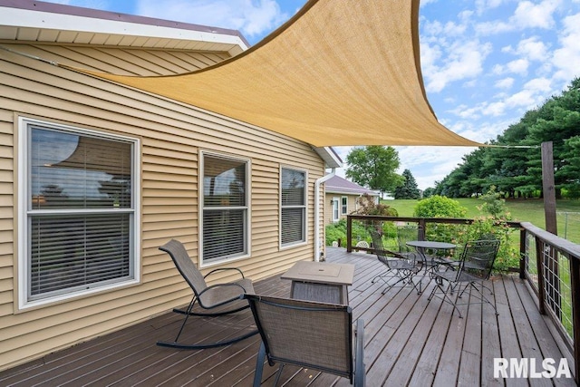 14325 139th Avenue Ct W, Taylor Ridge, IL 61284 - wooden deck with outdoor dining area