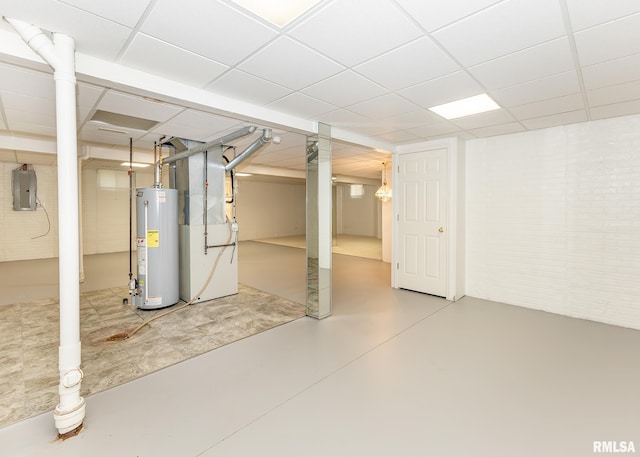 3439 Maple Glen Dr, Bettendorf, IA 52722 - finished basement with water heater, electric panel, a drop ceiling, and heating unit