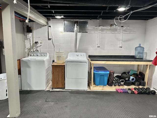 653 Ferry Rd, Miles, IA 52064 - unfinished basement with separate washer and dryer and concrete block wall