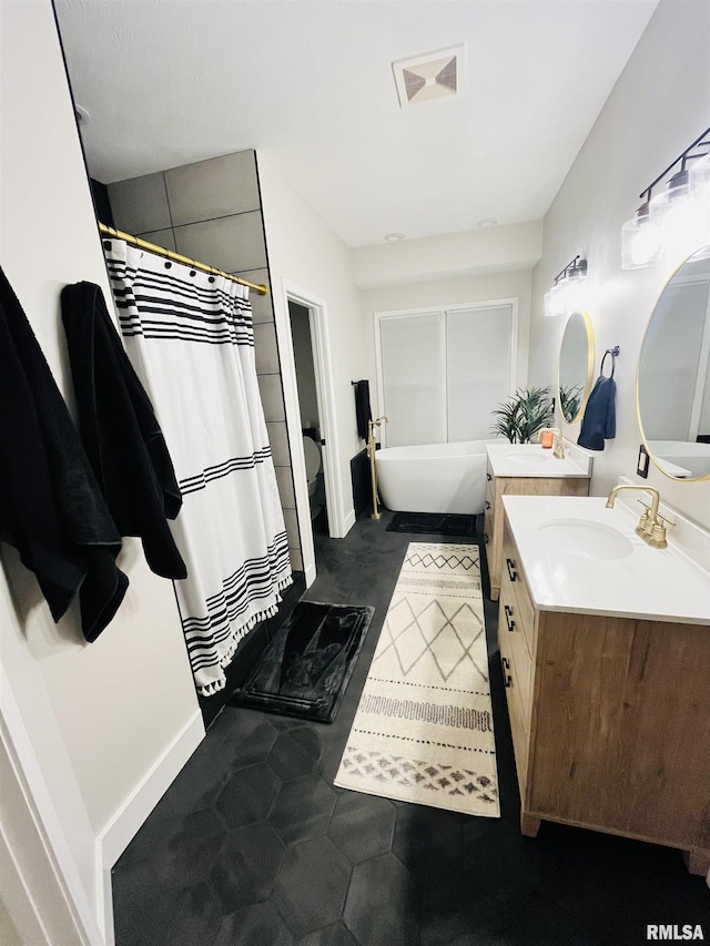 66 Windy Hill Dr, Murphysboro, IL 62966 - full bathroom featuring vanity, a bath, and curtained shower