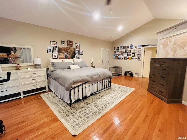 66 Windy Hill Dr, Murphysboro, IL 62966 - bedroom featuring vaulted ceiling and light wood finished floors