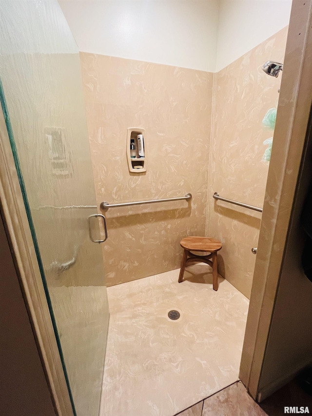 66 Windy Hill Dr, Murphysboro, IL 62966 - full bath with a stall shower and tile patterned floors