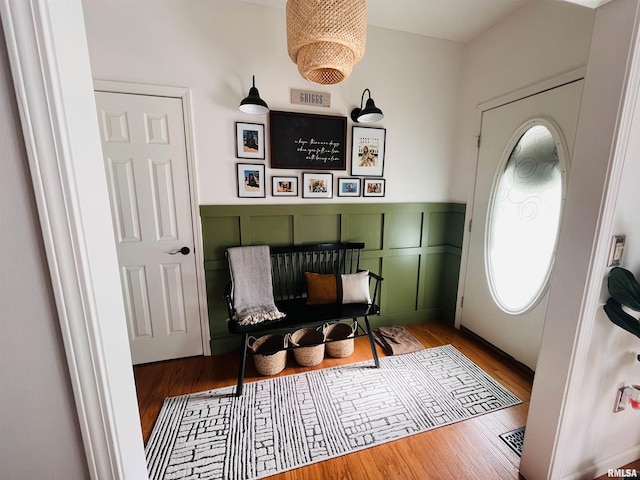 66 Windy Hill Dr, Murphysboro, IL 62966 - entryway with wood finished floors and a wainscoted wall