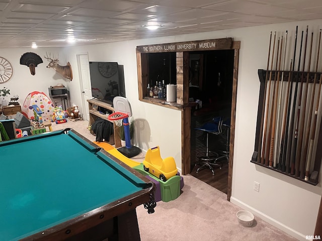 66 Windy Hill Dr, Murphysboro, IL 62966 - recreation room with carpet flooring and billiards