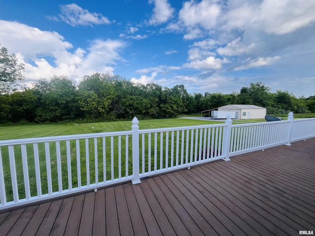 66 Windy Hill Dr, Murphysboro, IL 62966 - wooden deck with a yard and view of wooded area