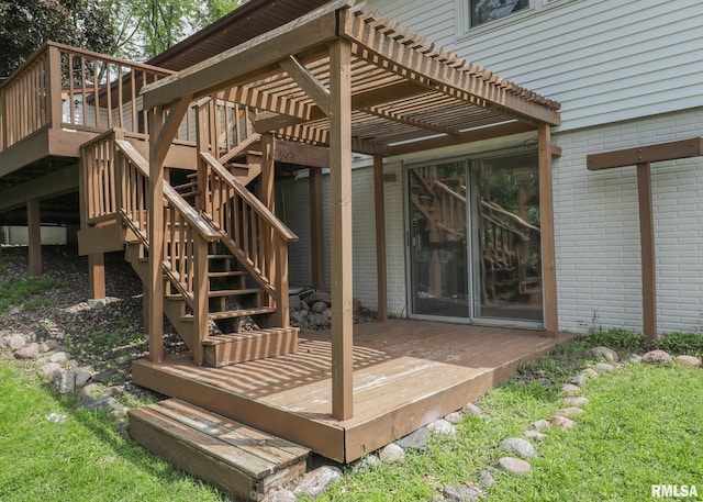 5022 Northbrook Ct, Davenport, IA 52806 - wooden deck featuring a pergola and stairway
