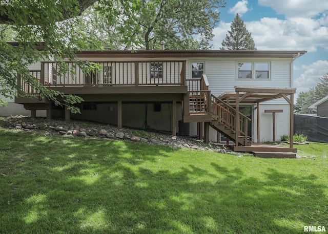 5022 Northbrook Ct, Davenport, IA 52806 - rear view of house featuring a wooden deck and stairway