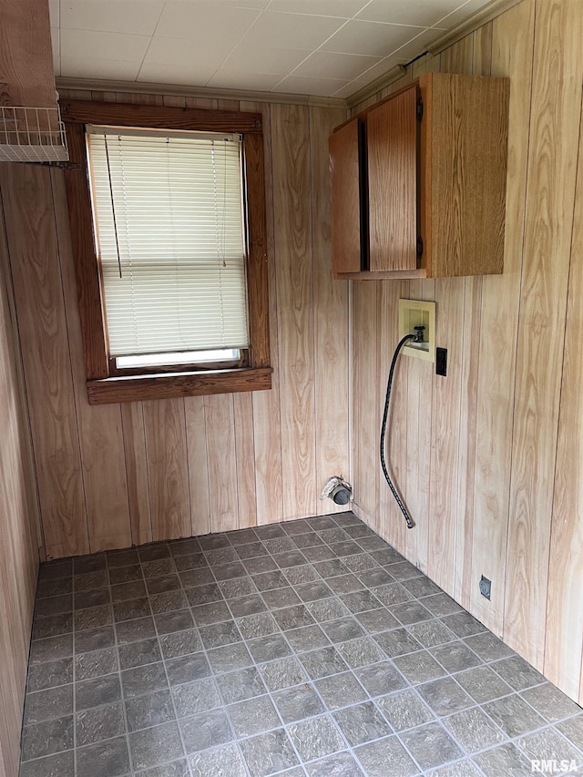 202 N Wilson St, Anna, IL 62906 - laundry area featuring cabinet space, wooden walls, and hookup for a washing machine