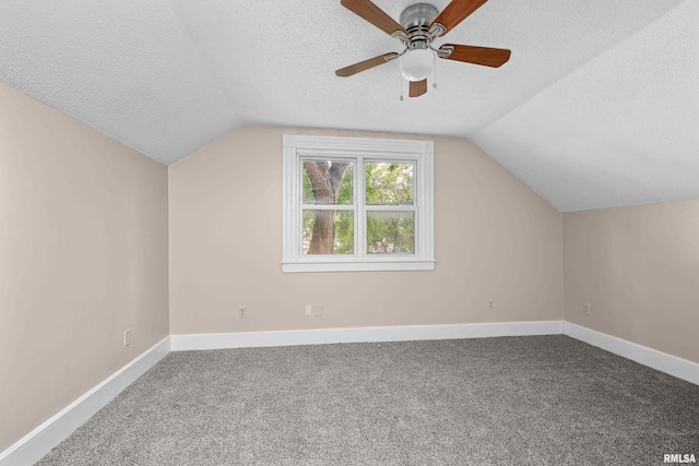 1114 E 15th St, Davenport, IA 52803 - bonus room with a textured ceiling, carpet floors, ceiling fan, and lofted ceiling