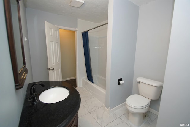 3618 18th St, Bettendorf, IA 52722 - bathroom with marble look tile flooring, vanity, and shower / bath combo