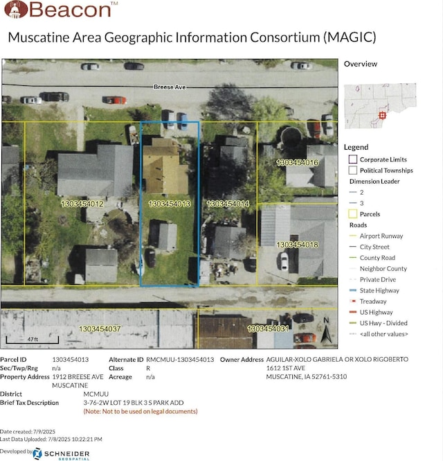 1912 Breese St, Muscatine, IA 52761 - aerial view of property's location