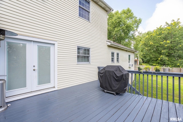 1199 Scenic Place, Le Claire, IA 52753 - wooden deck featuring area for grilling and french doors