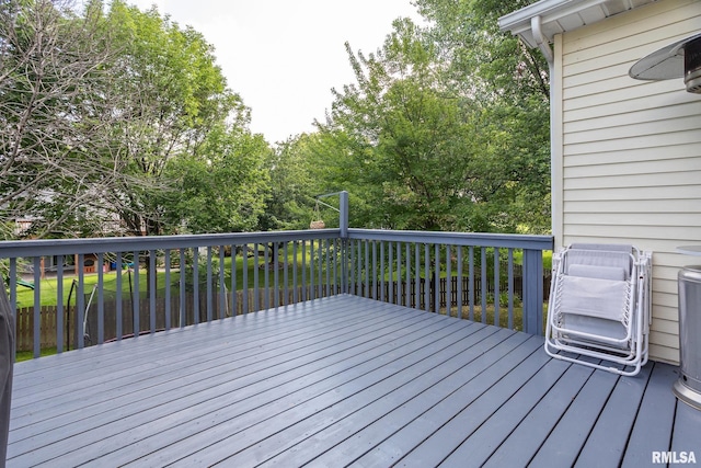 1199 Scenic Place, Le Claire, IA 52753 - wooden terrace with view of scattered trees