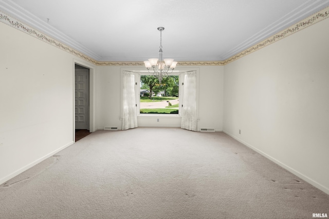 2303 Wynnewood Ct, Davenport, IA 52807 - spare room with crown molding, a chandelier, and carpet