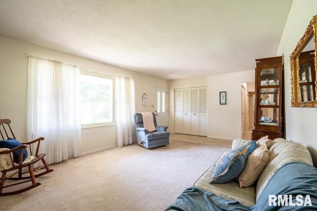 206 Patricia Ln, West Frankfort, IL 62896 - living room featuring light colored carpet and a textured ceiling