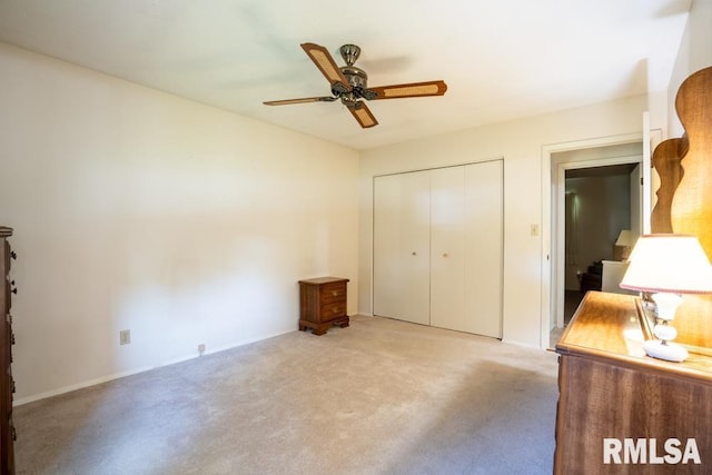 206 Patricia Ln, West Frankfort, IL 62896 - bedroom with a closet, light carpet, and ceiling fan