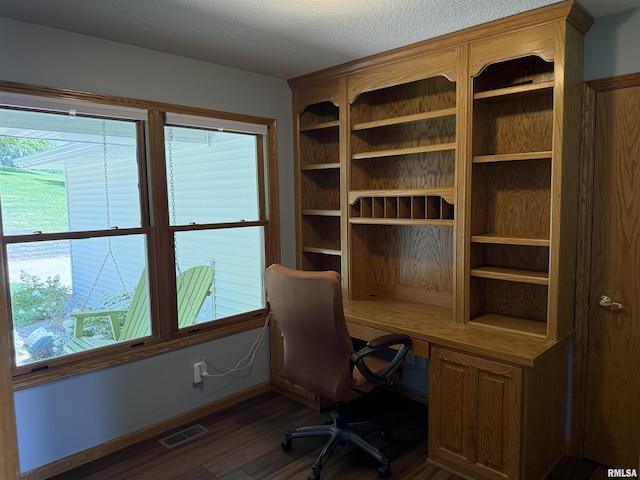 124 Riverview Heights Dr, Le Claire, IA 52753 - unfurnished office with dark wood-type flooring and a textured ceiling
