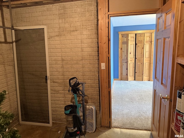124 Riverview Heights Dr, Le Claire, IA 52753 - corridor featuring brick wall
