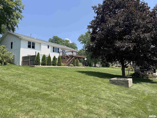 124 Riverview Heights Dr, Le Claire, IA 52753 - view of yard featuring stairs and a deck