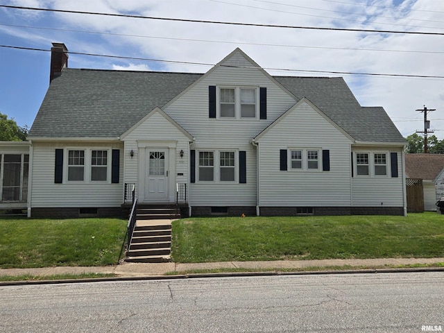 621 E 29th St, Davenport, IA 52803 - view of front of property with roof with shingles, a chimney, and a front yard