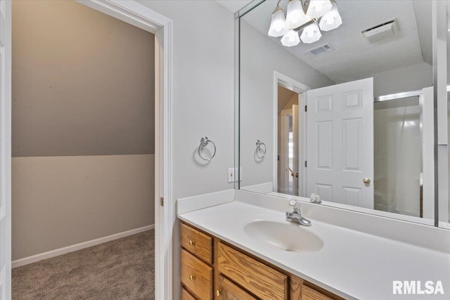 1 S Shore Ln, Rapids City, IL 61278 - bathroom featuring vanity and a chandelier