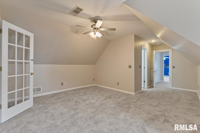 1 S Shore Ln, Rapids City, IL 61278 - additional living space with carpet flooring, lofted ceiling, and a ceiling fan