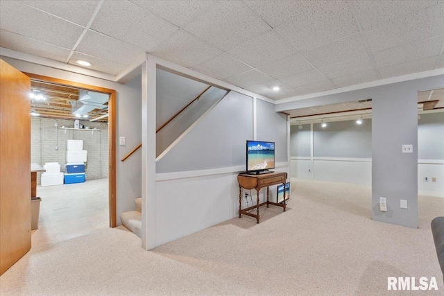 6470 James Rd, Bettendorf, IA 52722 - finished basement with carpet and stairway
