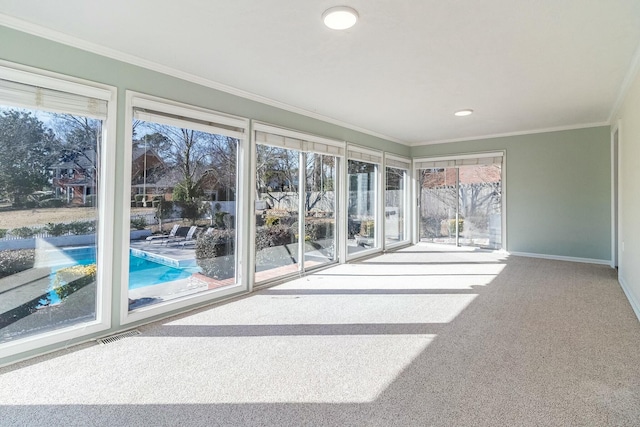 view of unfurnished sunroom