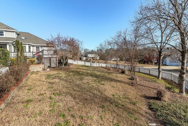 view of yard with a deck