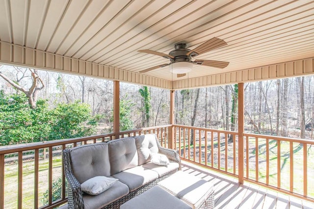 deck featuring ceiling fan