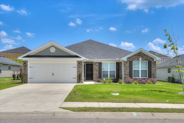 2613 Inverness Dr, Hephzibah, GA 30815 - ranch-style house with an attached garage, a front yard, concrete driveway, roof with shingles, and brick siding