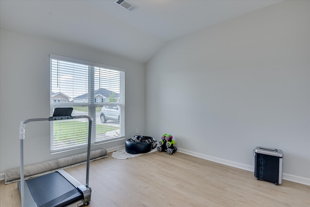 2613 Inverness Dr, Hephzibah, GA 30815 - exercise room with light wood finished floors and lofted ceiling