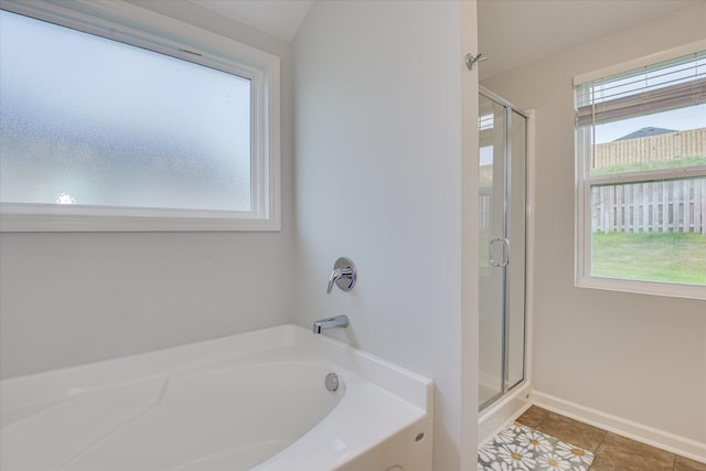 2613 Inverness Dr, Hephzibah, GA 30815 - full bathroom featuring a stall shower, a bath, and tile patterned floors