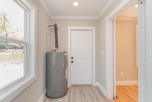 utility room with electric water heater