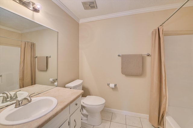 2979 Foxhall Cir, Augusta, GA 30907 - full bath featuring visible vents, ornamental molding, curtained shower, and toilet