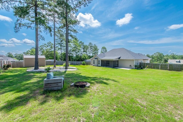 1190 Tralee Dr, Beech Island, SC 29842 - fenced backyard with a storage shed and a patio area