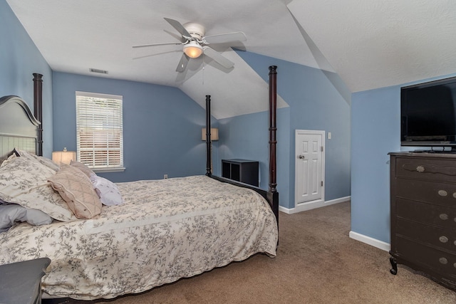 503 Pavilion Ct, Martinez, GA 30907 - bedroom featuring carpet, lofted ceiling, and ceiling fan