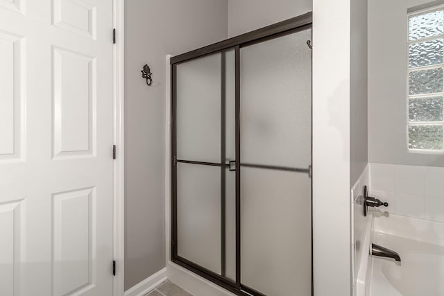 503 Pavilion Ct, Martinez, GA 30907 - full bathroom with a shower with door, a bath, and healthy amount of natural light