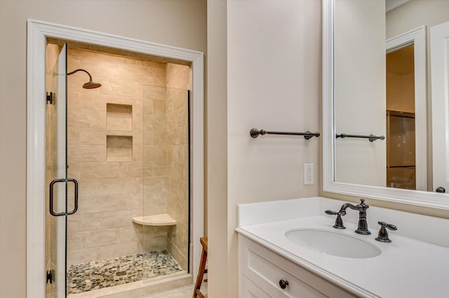 721 Bishops Cir, Evans, GA 30809 - bathroom featuring vanity and a shower with shower door