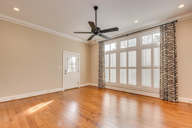 721 Bishops Cir, Evans, GA 30809 - interior space with crown molding, ceiling fan, and hardwood / wood-style floors