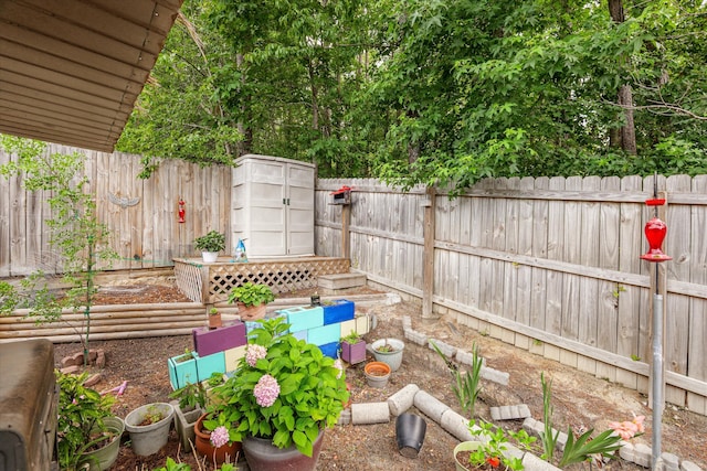 1737 Tamarind Way, Augusta, GA 30906 - fenced backyard featuring a storage unit and a garden