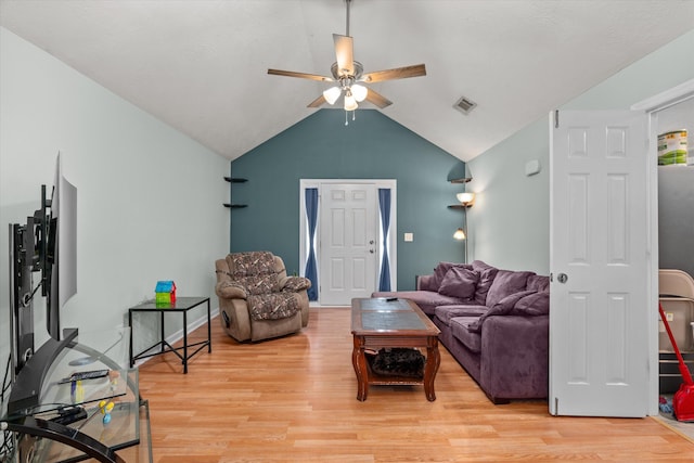 1737 Tamarind Way, Augusta, GA 30906 - living area featuring light wood-style flooring, a ceiling fan, and vaulted ceiling