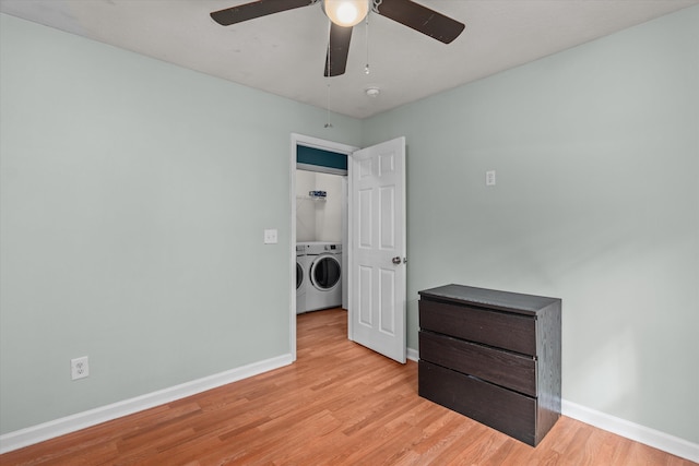 1737 Tamarind Way, Augusta, GA 30906 - unfurnished bedroom with washer and dryer, light wood finished floors, and ceiling fan